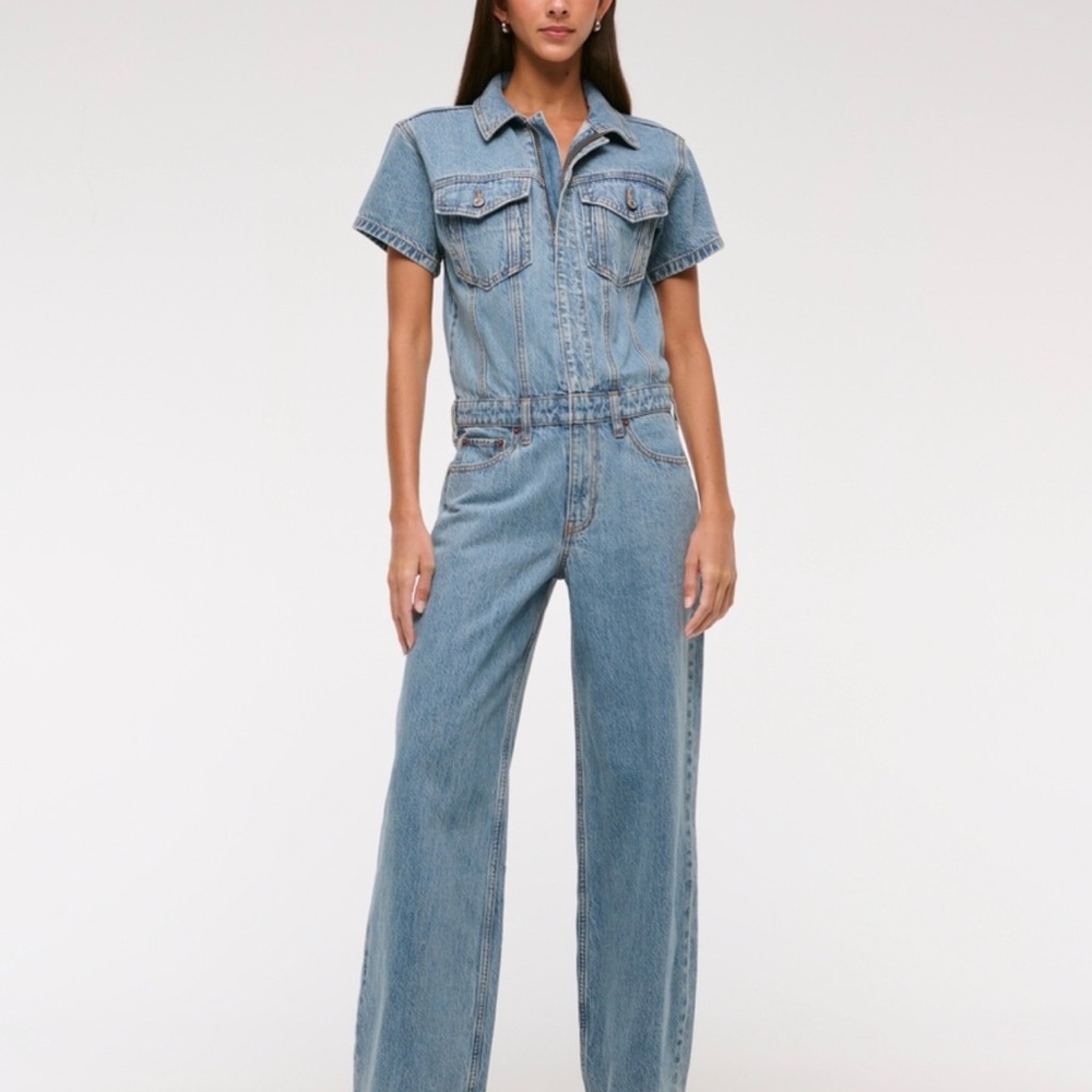 Abercrombie & Fitch Light Blue Denim Overalls